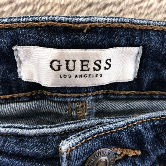 Guess Womens Cut Off Jean Shorts Size 26 Blue Denim Distressed Casual Frayed Hem - Picture 3 of 15